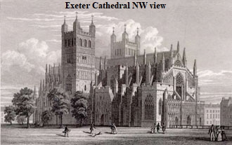 Exeter Cathedral NW view W Deeble after R Browne1830